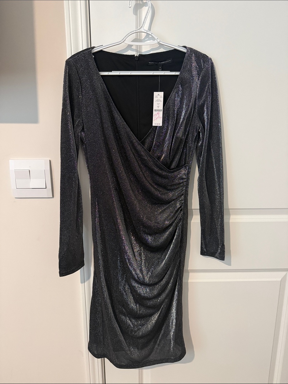 Shimmery Dark Grey Long-Sleeve Dress